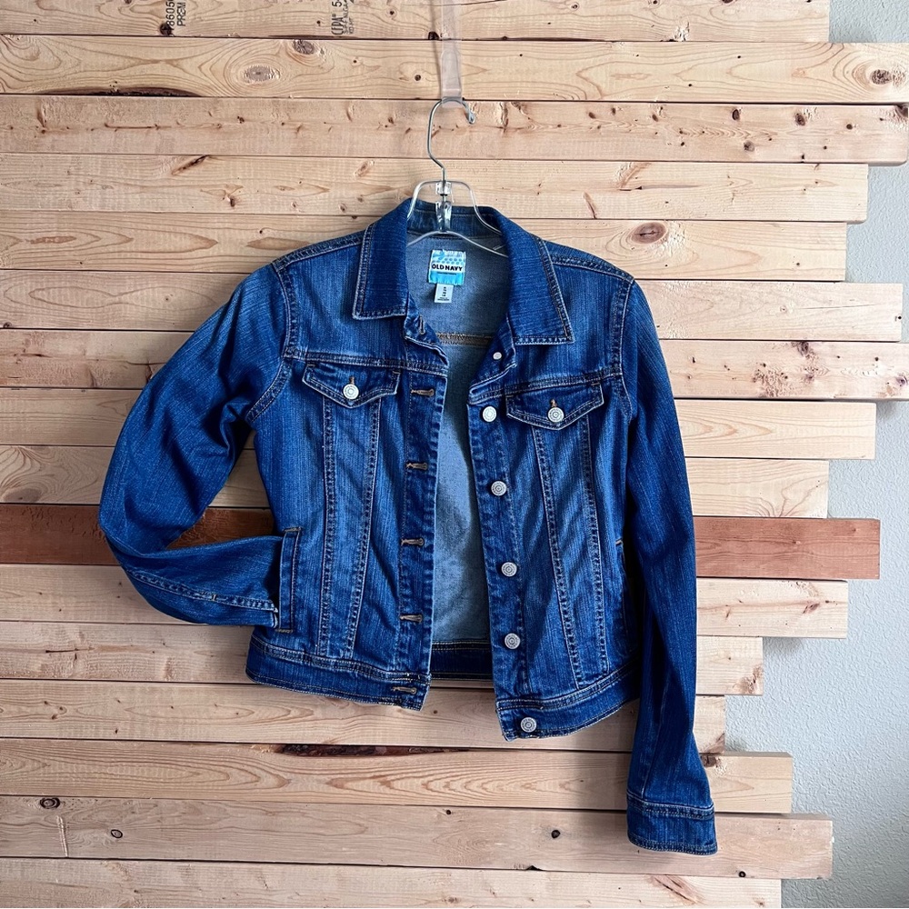 Old Navy Children Med Wash Girls Denim Stretchable Jean Jacket kids size XL (14)